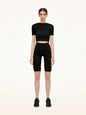 Wolford Net Lines Kratke Sleeves Topy Čierne | RKGYA-5921