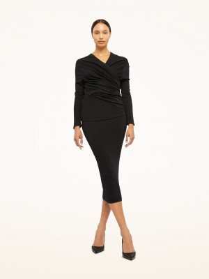 Wolford The Wrap Vlna Kardigan Čierne | KZYGH-2963